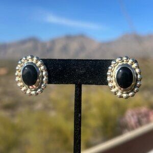 925 MEXICO Black Onyx Oval EARRINGS